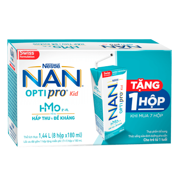 Combo 2 thùng sữa dinh dưỡng pha sẵn Nestlé NAN OPTIPRO Kid 180ml (Mua 7 tặng 1)