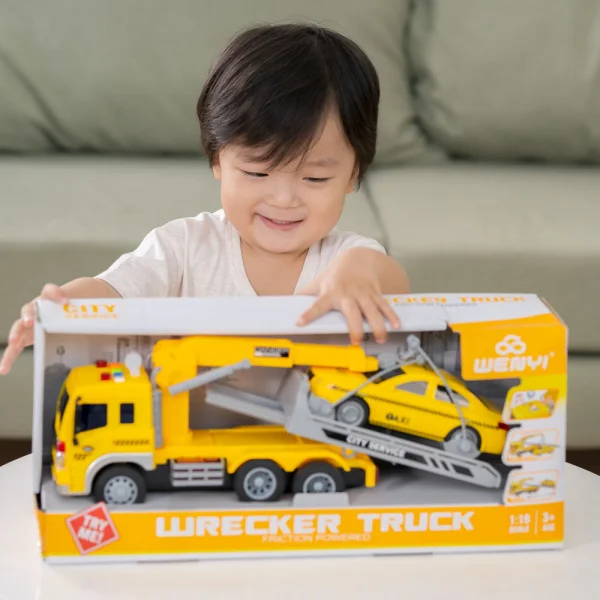 Xe móc cứu hộ giao thông chở ô tô có âm thanh và đèn RFD430079 (Vàng)