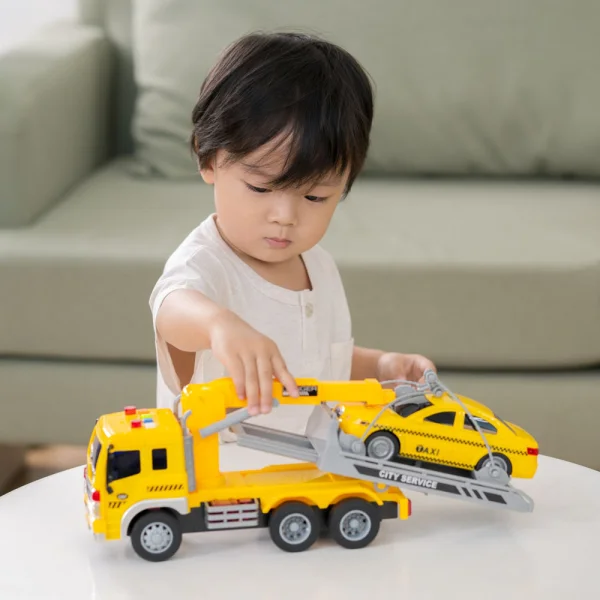 Xe móc cứu hộ giao thông chở ô tô có âm thanh và đèn RFD430079 (Vàng)