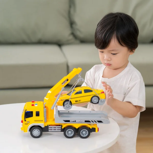 Xe móc cứu hộ giao thông chở ô tô có âm thanh và đèn RFD430079 (Vàng)