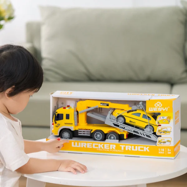 Xe móc cứu hộ giao thông chở ô tô có âm thanh và đèn RFD430079 (Vàng)