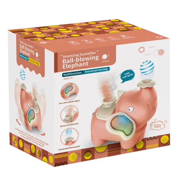 Chú voi thổi bóng và phun sương có nhạc, đèn JS056834 (Hồng)