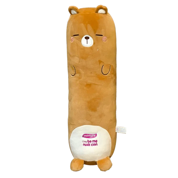 Gối ôm thú bông dài - con gấu có thêu logo