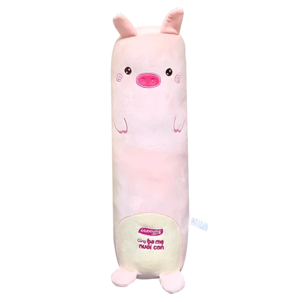 Gối ôm thú bông dài - con heo có thêu logo