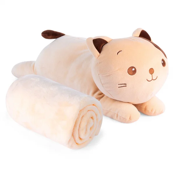 Thú bông mèo nâu kèm mền Animo