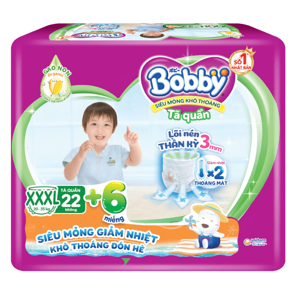 Tã Quần Bobby XXXL22 + 6 miếng tã quần