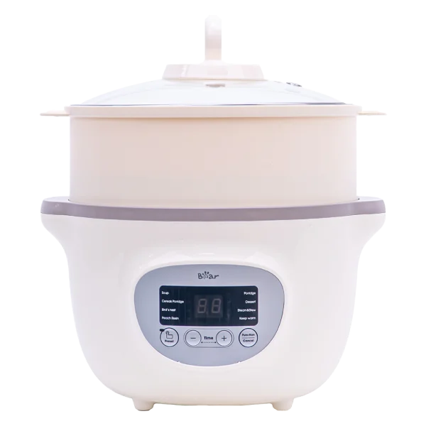 Nồi nấu chậm Bear 1,6L có lồng hấp (Kem, SUBE002)