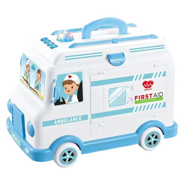 Xe cấp cứu cao cấp có nhạc đèn kèm dụng cụ bác sĩ CY514019 (Xanh)