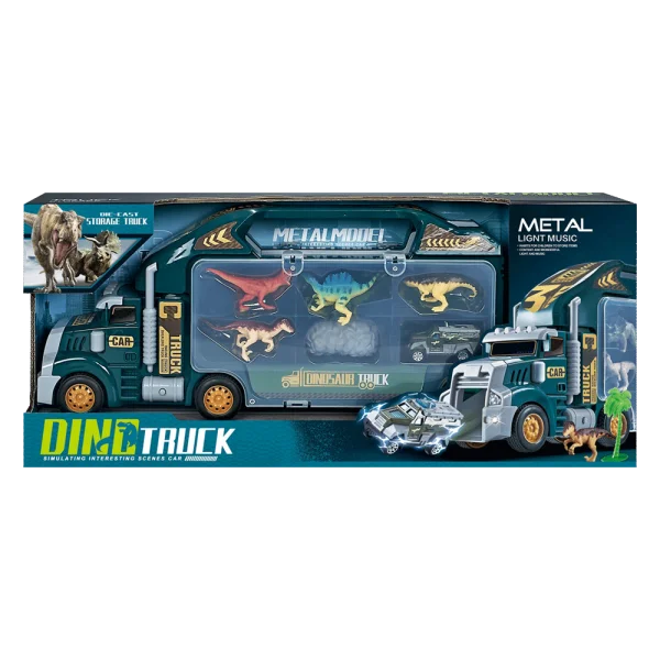Bộ đồ chơi gồm xe container lớn và mô hình khủng long siêu ngầu CY517241