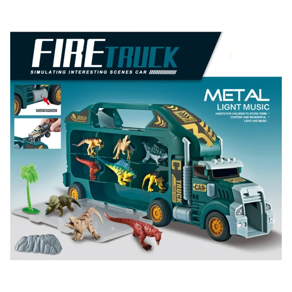 Bộ đồ chơi gồm xe container lớn và mô hình khủng long siêu ngầu CY517241