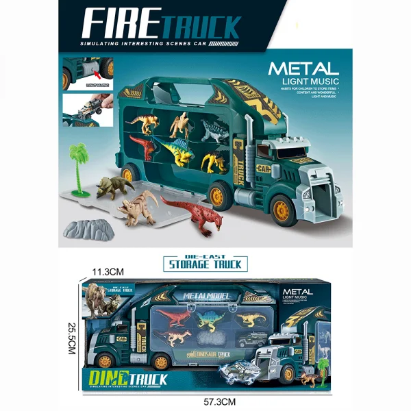 Bộ đồ chơi gồm xe container lớn và mô hình khủng long siêu ngầu CY517241