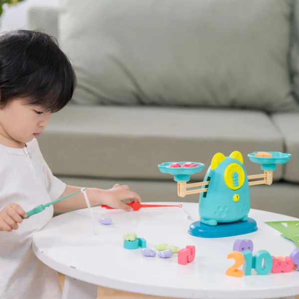 Đồ chơi cân bằng đa năng hình mèo 3in1 cho bé học số và chơi câu cá CY447876 (Xanh)