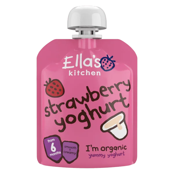 Dinh dưỡng dâu tây nghiền hữu cơ, sữa chua Ella