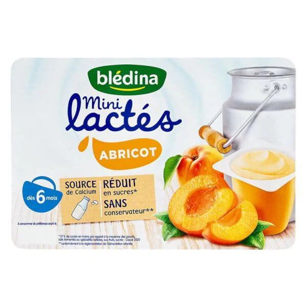 Sữa chua Bledina Mini Lactes vị mơ, 330g (6 hũ x 55g)