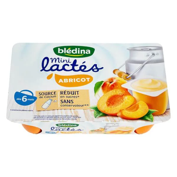 Sữa chua Bledina Mini Lactes vị mơ, 330g (6 hũ x 55g)