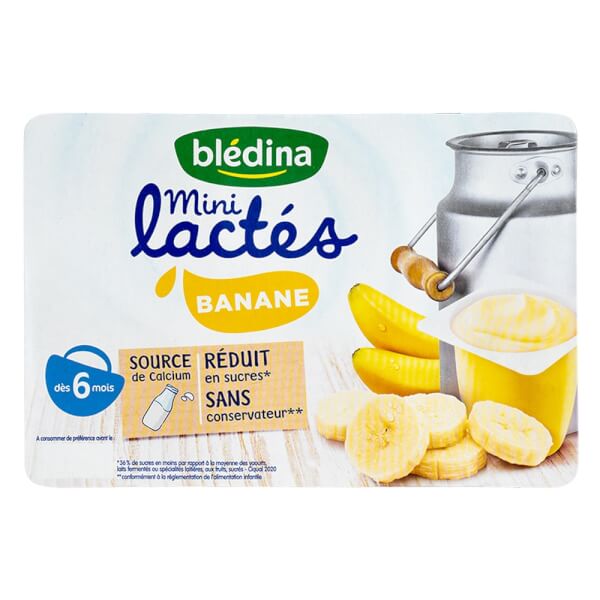 Sữa chua Bledina Mini Lactes vị chuối, 330g (6 hũ x 55g)