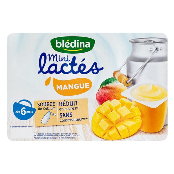 Sữa chua Bledina Mini Lactes vị xoài, 330g (6 hũ x 55g)