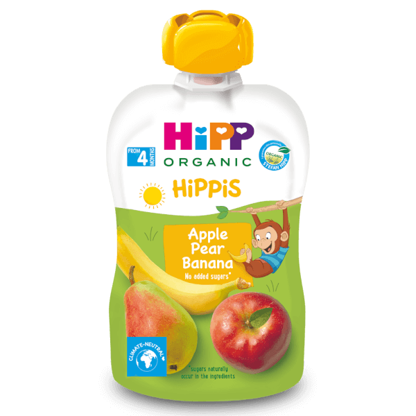 Dinh dưỡng 100% trái cây nghiền hữu cơ HiPPiS Organic (Táo, Lê, Chuối)