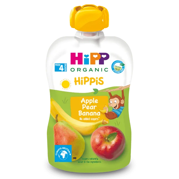 Dinh dưỡng 100% trái cây nghiền hữu cơ HiPPiS Organic (Táo, Lê, Chuối)