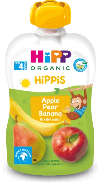 Dinh dưỡng 100% trái cây nghiền hữu cơ HiPPiS Organic (Táo, Lê, Chuối)