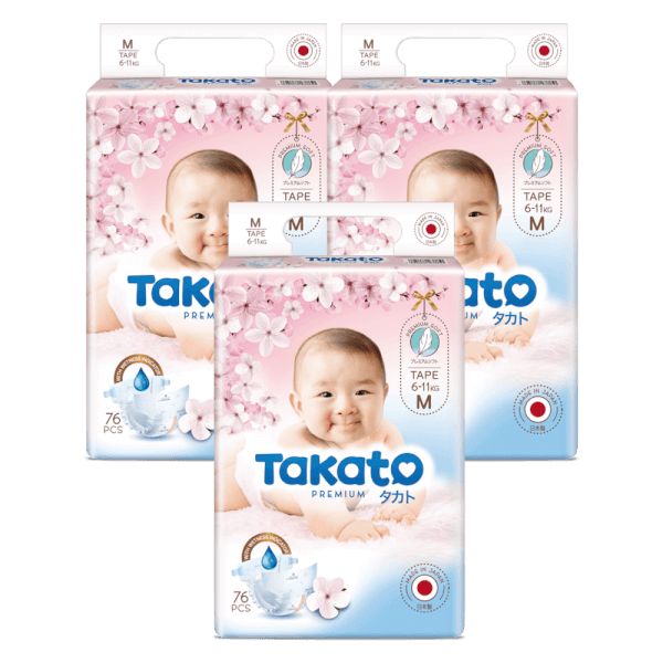 Combo 3 Tã dán Nhật Bản Takato siêu mềm mại (M, 76 miếng)