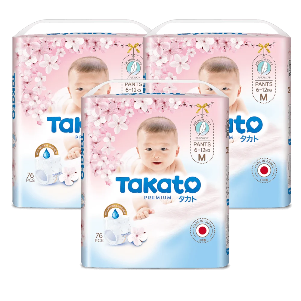 Combo 3 Tã quần Nhật Bản Takato siêu mềm mại (M, 76 miếng)