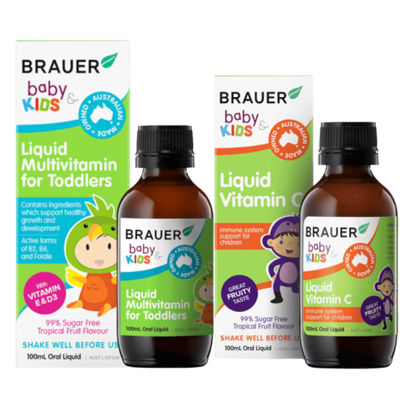 Combo 1 Brauer Liquid Multivitamin (for Toddlers) và 1 Thực phẩm bảo vệ sức khỏe Brauer Baby