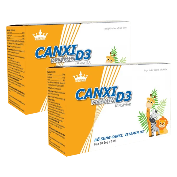 Combo 2 Canxi Vitamin D3 Kingphar (hộp 20 ống x 5ml)