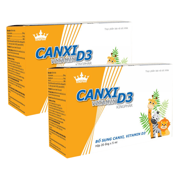 Combo 2 Canxi Vitamin D3 Kingphar (hộp 20 ống x 5ml)