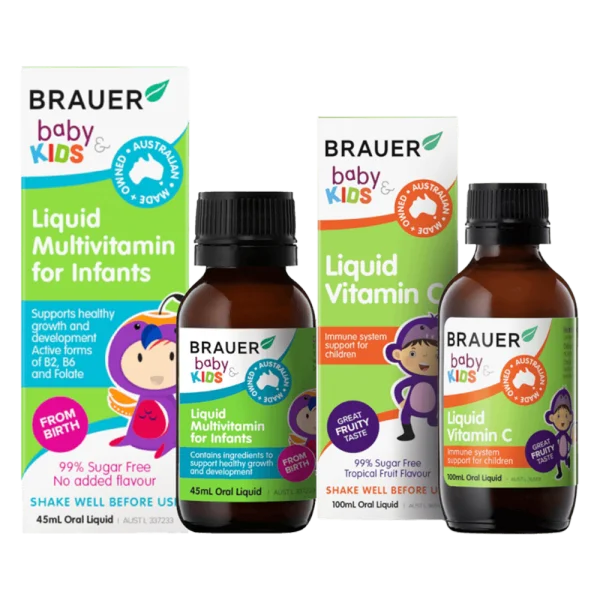 Combo 1 Brauer Liquid Multivitamin (for Infants) và 1 Thực phẩm bảo vệ sức khỏe Brauer Baby
