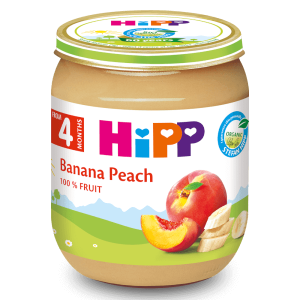 Dinh dưỡng đóng lọ HiPP Organic - Chuối, Đào 125g