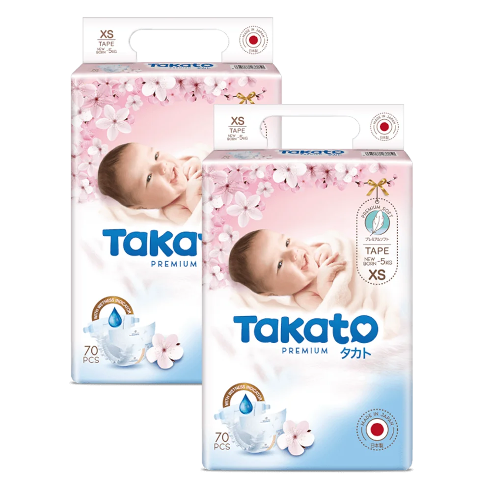 Combo 2 Tã dán Nhật Bản Takato siêu mềm mại (XS, 70 miếng)