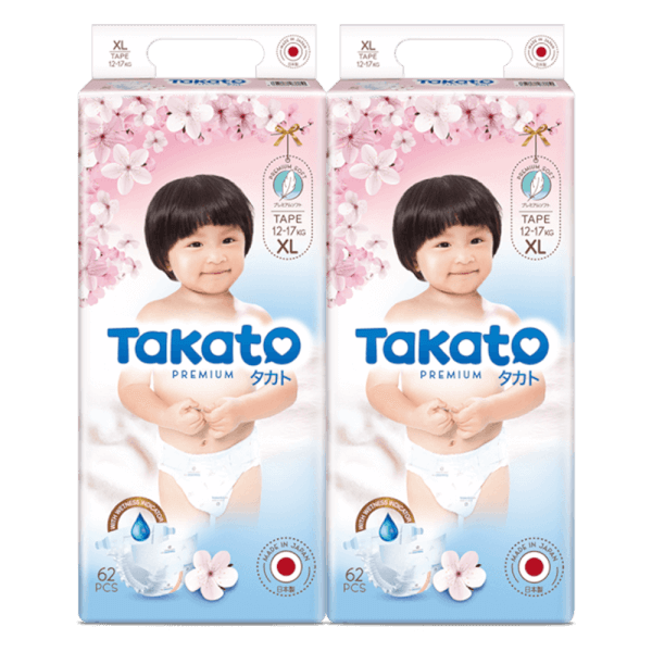 Combo 2 Tã dán Nhật Bản Takato siêu mềm mại (XL, 62 miếng)