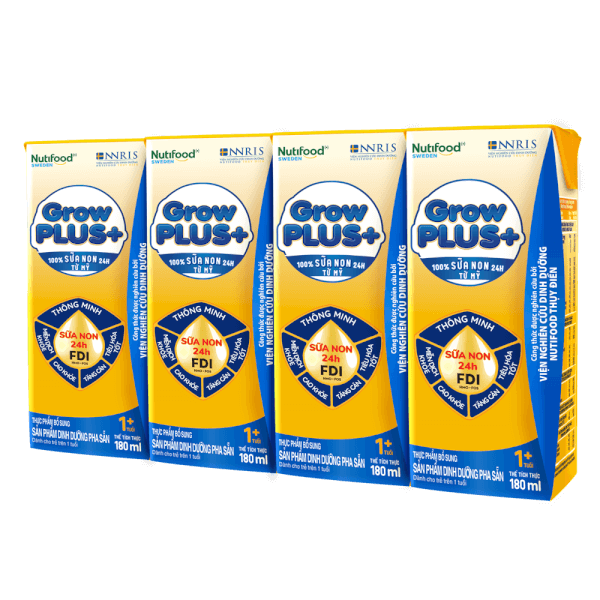 Sữa GrowPLUS+ Sữa non Vàng hộp 180ml (lốc 4 hộp)