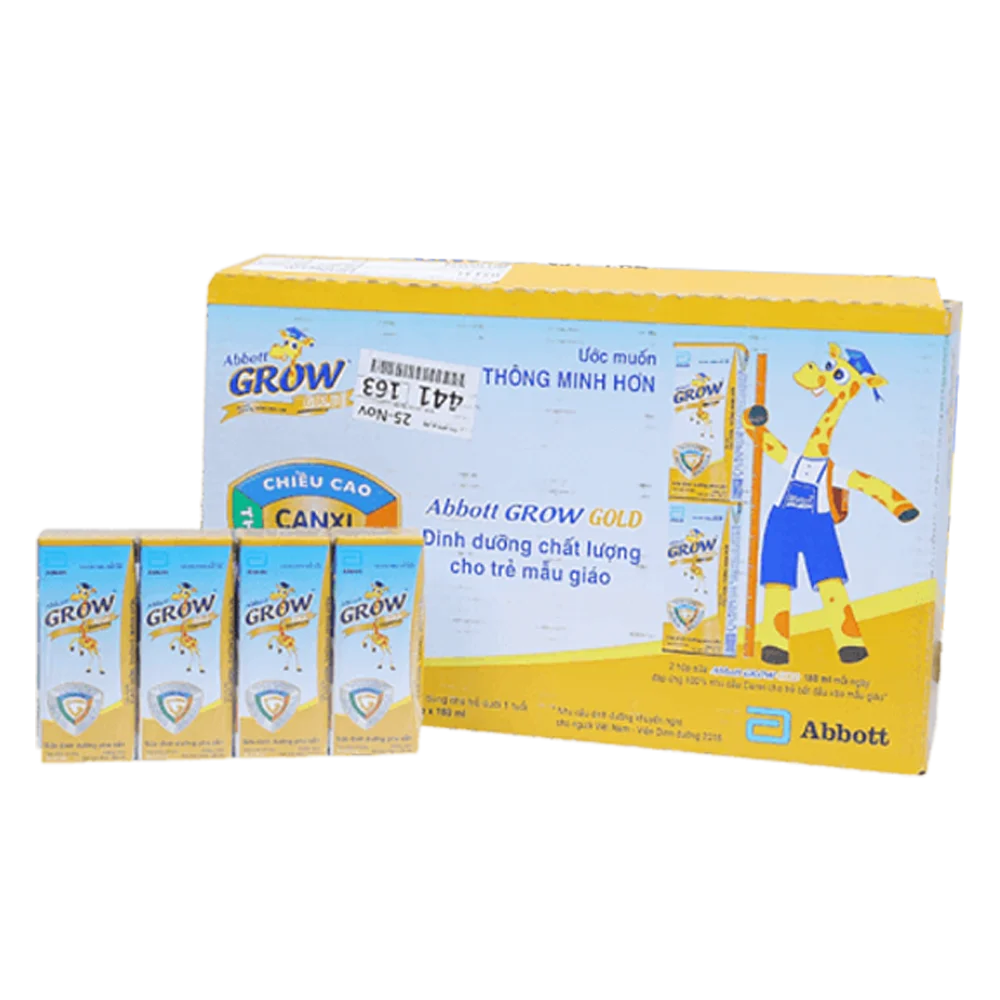 Thùng sữa Abbott Grow Gold hương vani 110ml (Lốc 4 hộp)