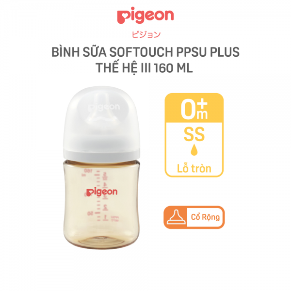 Bình sữa Pigeon Softouch PPSU Plus WN3 160 ml (SS)