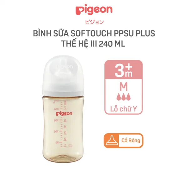 Bình sữa Pigeon Softouch PPSU Plus WN3 240 ml (M)