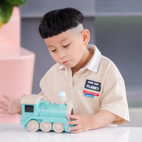 Tàu hỏa thổi bóng và phun sương có nhạc, đèn JS056835 (Xanh)
