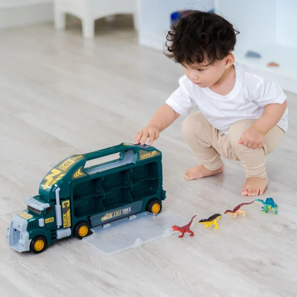 Bộ đồ chơi gồm xe container lớn và mô hình khủng long siêu ngầu CY517241