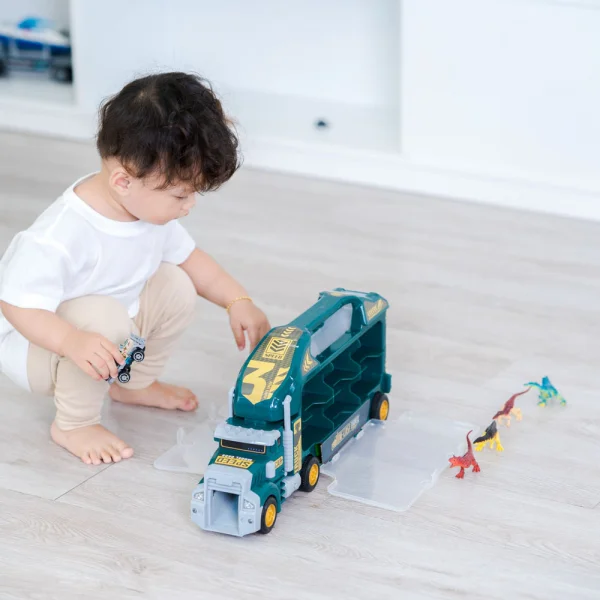 Bộ đồ chơi gồm xe container lớn và mô hình khủng long siêu ngầu CY517241