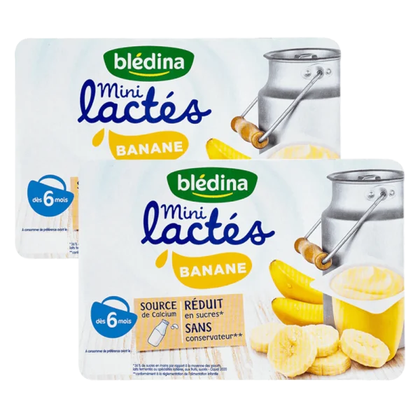 Combo 2 Sữa chua Bledina Mini Lactes vị chuối, 330g (6 hũ x 55g)