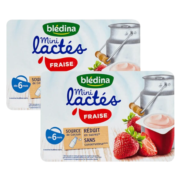 Combo 2 Sữa chua Bledina Mini Lactes vị dâu, 330g (6 hũ x 55g)