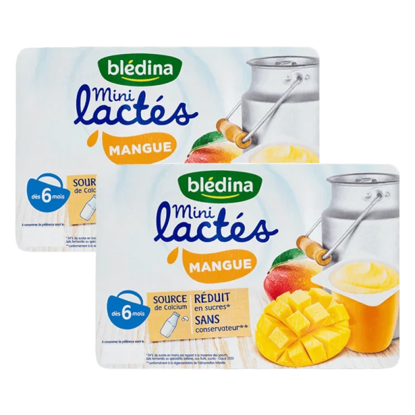 Combo 2 Sữa chua Bledina Mini Lactes vị xoài, 330g (6 hũ x 55g)