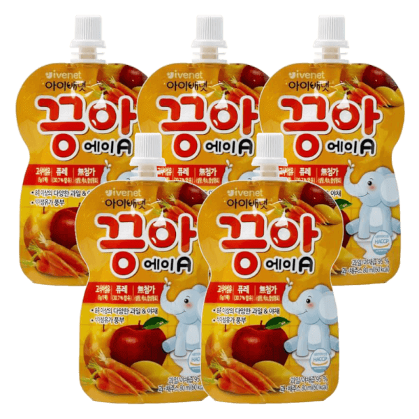 Combo 5 Nước ép trái cây Ivenet Puree A (táo, lê, xoài, cà rốt) 80ml