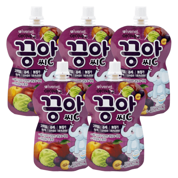 Combo 5 Nước ép trái cây Ivenet Puree C (táo, lê, mận, bắp cải) 80ml