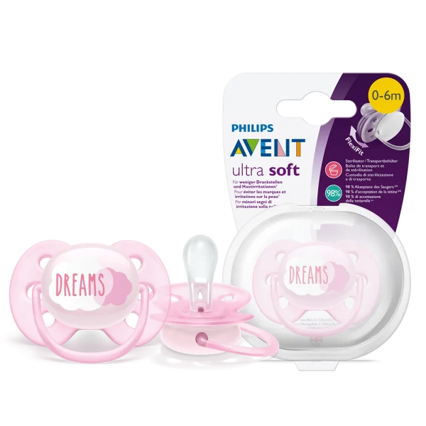 Ty ngậm Philips Avent siêu mềm 0-6M vỉ đơn (SCF527/01, hồng)