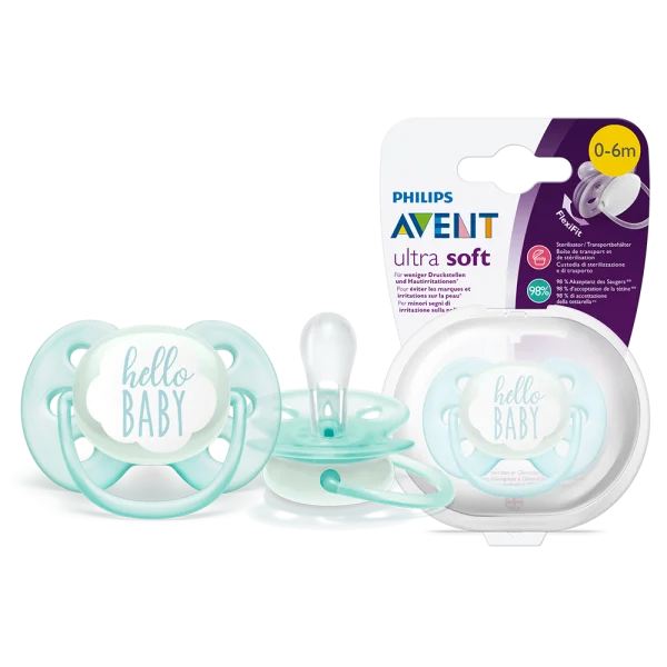 Ty ngậm Philips Avent siêu mềm 0-6M vỉ đơn (SCF522/01, xanh)