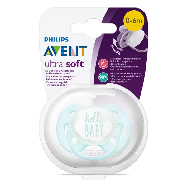 Ty ngậm Philips Avent siêu mềm 0-6M vỉ đơn (SCF522/01, xanh)