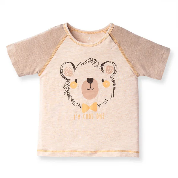 Bộ tính năng ngắn, vải sợi sồi BST Gấu nâu Animo BMC123107 (3-24M,Nâu nhạt)