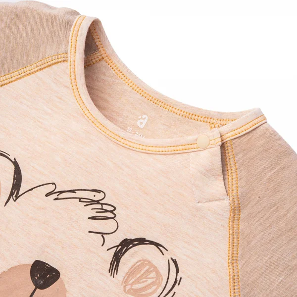 Bộ tính năng ngắn, vải sợi sồi BST Gấu nâu Animo BMC123107 (3-24M,Nâu nhạt)